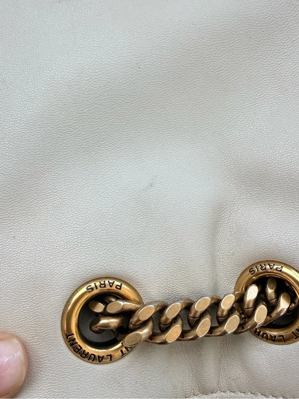 Saint Laurent Off-White Quilted Leather Backpack with Gold YSL Logo
